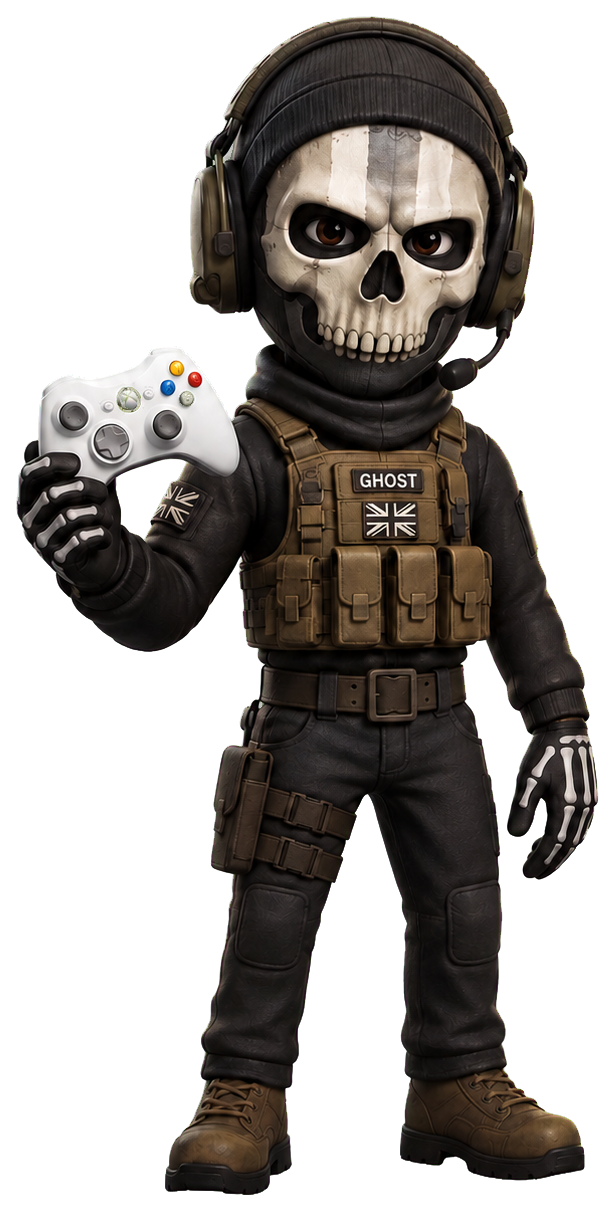 Ghost character holding a controller